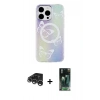 MARSİLYAN™- iPhone 15 Pro Kılıf Pusula Form - Şeffaf 360 Full Body Arka Koruyucu + Raze Metal Kamera Lens - GS