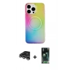 MARSİLYAN™- iPhone 15 Pro Kılıf Pusula Form - Şeffaf 360 Full Body Arka Koruyucu + Raze Metal Kamera Lens - GS