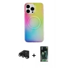 MARSİLYAN™- iPhone 15 Pro Kılıf Pusula Form - Şeffaf 360 Full Body Arka Koruyucu + Raze Metal Kamera Lens - SH