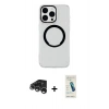 MARSİLYAN™- iPhone 15 Pro Kılıf Pusula Form - Şeffaf Pasifik Cam Ekran Koruyucu + Raze Metal Kamera Lens - GS