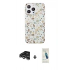 MARSİLYAN™- iPhone 15 Pro Kılıf Pusula Form - Şeffaf Pasifik Cam Ekran Koruyucu + Raze Metal Kamera Lens - GS