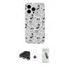 MARSİLYAN™- iPhone 15 Pro Kılıf Pusula Form - Şeffaf Pasifik Cam Ekran Koruyucu + Raze Metal Kamera Lens - GS