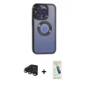 MARSİLYAN™- iPhone 15 Pro Kılıf Pusula Form - Şeffaf Pasifik Cam Ekran Koruyucu + Raze Metal Kamera Lens - LT