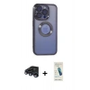 MARSİLYAN™- iPhone 15 Pro Kılıf Pusula Form - Şeffaf Pasifik Cam Ekran Koruyucu + Raze Metal Kamera Lens - LT