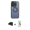 MARSİLYAN™- iPhone 15 Pro Kılıf Pusula Form - Şeffaf Pasifik Cam Ekran Koruyucu + Raze Metal Kamera Lens - LT