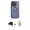 MARSİLYAN™- iPhone 15 Pro Kılıf Pusula Form - Şeffaf Pasifik Cam Ekran Koruyucu + Raze Metal Kamera Lens - GS