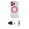 MARSİLYAN™- iPhone 15 Pro Kılıf Pusula Form - Şeffaf Pasifik Cam Ekran Koruyucu + Raze Metal Kamera Lens - SH