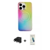 MARSİLYAN™- iPhone 15 Pro Kılıf Pusula Form - Şeffaf Pasifik Cam Ekran Koruyucu + Raze Metal Kamera Lens - SH