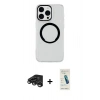 MARSİLYAN™- iPhone 15 Pro Kılıf Pusula Form - Şeffaf Pasifik Cam Ekran Koruyucu + Raze Metal Kamera Lens - TMGI