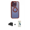 MARSİLYAN™- iPhone 15 Pro Kılıf Pusula Form - Şeffaf Pasifik Cam Ekran Koruyucu + Raze Metal Kamera Lens - TMGI