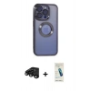 MARSİLYAN™- iPhone 15 Pro Kılıf Pusula Form - Şeffaf Pasifik Cam Ekran Koruyucu + Raze Metal Kamera Lens - SH