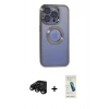 MARSİLYAN™- iPhone 15 Pro Kılıf Pusula Form - Şeffaf Pasifik Cam Ekran Koruyucu + Raze Metal Kamera Lens - SH