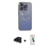 MARSİLYAN™- iPhone 15 Pro Kılıf Pusula Form - Şeffaf Pasifik Cam Ekran Koruyucu + Raze Metal Kamera Lens - SH