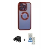 MARSİLYAN™- iPhone 15 Pro Kılıf Pusula Form - Şeffaf Royal Nano Ekran Koruyucu + Raze Metal Kamera Lens - SH