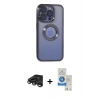 MARSİLYAN™- iPhone 15 Pro Kılıf Pusula Form - Şeffaf Royal Nano Ekran Koruyucu + Raze Metal Kamera Lens - TMGI