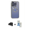 MARSİLYAN™- iPhone 15 Pro Kılıf Pusula Form - Şeffaf Royal Nano Ekran Koruyucu + Raze Metal Kamera Lens - TMGI