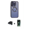 MARSİLYAN™- iPhone 15 Pro Kılıf Pusula Form - Siyah 360 Mat Full Body Arka Koruyucu + Raze Metal Kamera Lens - LT