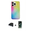 MARSİLYAN™- iPhone 15 Pro Kılıf Pusula Form - Siyah 360 Mat Full Body Arka Koruyucu + Raze Metal Kamera Lens - LT