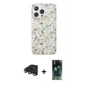 MARSİLYAN™- iPhone 15 Pro Kılıf Pusula Form - Siyah 360 Mat Full Body Arka Koruyucu + Raze Metal Kamera Lens - LT