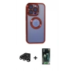MARSİLYAN™- iPhone 15 Pro Kılıf Pusula Form - Siyah 360 Mat Full Body Arka Koruyucu + Raze Metal Kamera Lens - TMGI