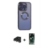 MARSİLYAN™- iPhone 15 Pro Kılıf Pusula Form - Siyah 360 Mat Full Body Arka Koruyucu + Raze Metal Kamera Lens - TMGI