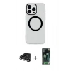 MARSİLYAN™- iPhone 15 Pro Kılıf Pusula Form - Siyah 360 Mat Full Body Arka Koruyucu + Raze Metal Kamera Lens - TMGI