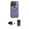 MARSİLYAN™- iPhone 15 Pro Kılıf Pusula Form - Siyah 360 Mat Full Body Arka Koruyucu + Raze Metal Kamera Lens - SH