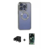 MARSİLYAN™- iPhone 15 Pro Kılıf Pusula Form - Siyah 360 Mat Full Body Arka Koruyucu + Raze Metal Kamera Lens - SH
