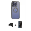 MARSİLYAN™- iPhone 15 Pro Kılıf Pusula Form - Siyah 3D Antistatik Hayalet Cam Ekran Koruyucu + Raze Metal Kamera Lens - SH