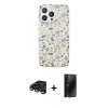 MARSİLYAN™- iPhone 15 Pro Kılıf Pusula Form - Siyah 3D Antistatik Hayalet Cam Ekran Koruyucu + Raze Metal Kamera Lens - TMGI