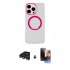 MARSİLYAN™- iPhone 15 Pro Kılıf Pusula Form - Siyah 3D Antistatik Mat Seramik Nano Ekran Koruyucu + Raze Metal Kamera Lens - LT