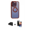 MARSİLYAN™- iPhone 15 Pro Kılıf Pusula Form - Siyah 3D Antistatik Mat Seramik Nano Ekran Koruyucu + Raze Metal Kamera Lens - SH