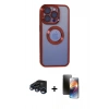 MARSİLYAN™- iPhone 15 Pro Kılıf Pusula Form - Siyah 3D Antistatik Mat Seramik Nano Ekran Koruyucu + Raze Metal Kamera Lens - LT