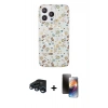 MARSİLYAN™- iPhone 15 Pro Kılıf Pusula Form - Siyah 3D Antistatik Mat Seramik Nano Ekran Koruyucu + Raze Metal Kamera Lens - LT