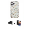 MARSİLYAN™- iPhone 15 Pro Kılıf Pusula Form - Siyah 3D Antistatik Mat Seramik Nano Ekran Koruyucu + Raze Metal Kamera Lens - GS
