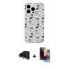 MARSİLYAN™- iPhone 15 Pro Kılıf Pusula Form - Siyah 3D Antistatik Mat Seramik Nano Ekran Koruyucu + Raze Metal Kamera Lens - SH