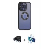 MARSİLYAN™- iPhone 15 Pro Kılıf Pusula Form - Siyah 3D Antistatik Seramik Nano Ekran Koruyucu + Raze Metal Kamera Lens - LT