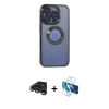 MARSİLYAN™- iPhone 15 Pro Kılıf Pusula Form - Siyah 3D Antistatik Seramik Nano Ekran Koruyucu + Raze Metal Kamera Lens - TMGI
