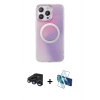 MARSİLYAN™- iPhone 15 Pro Kılıf Pusula Form - Siyah 3D Antistatik Seramik Nano Ekran Koruyucu + Raze Metal Kamera Lens - LT