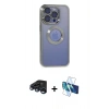 MARSİLYAN™- iPhone 15 Pro Kılıf Pusula Form - Siyah 3D Antistatik Seramik Nano Ekran Koruyucu + Raze Metal Kamera Lens - LT