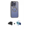 MARSİLYAN™- iPhone 15 Pro Kılıf Pusula Form - Siyah 3D Antistatik Seramik Nano Ekran Koruyucu + Raze Metal Kamera Lens - TMGI