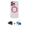 MARSİLYAN™- iPhone 15 Pro Kılıf Pusula Form - Siyah 3D Antistatik Seramik Nano Ekran Koruyucu + Raze Metal Kamera Lens - LT