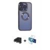MARSİLYAN™- iPhone 15 Pro Kılıf Pusula Form - Siyah 3D Antistatik Seramik Nano Ekran Koruyucu + Raze Metal Kamera Lens - TMGI