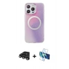 MARSİLYAN™- iPhone 15 Pro Kılıf Pusula Form - Siyah 3D Antistatik Seramik Nano Ekran Koruyucu + Raze Metal Kamera Lens - TMGI
