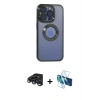 MARSİLYAN™- iPhone 15 Pro Kılıf Pusula Form - Siyah 3D Antistatik Seramik Nano Ekran Koruyucu + Raze Metal Kamera Lens - LT