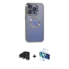 MARSİLYAN™- iPhone 15 Pro Kılıf Pusula Form - Siyah 3D Antistatik Seramik Nano Ekran Koruyucu + Raze Metal Kamera Lens - TMGI