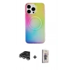 MARSİLYAN™- iPhone 15 Pro Kılıf Pusula Form - Siyah Bilvis 3D Cam Ekran Koruyucu + Raze Metal Kamera Lens - GS