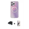 MARSİLYAN™- iPhone 15 Pro Kılıf Pusula Form - Siyah Bilvis 3D Mat Cam Ekran Koruyucu + Raze Metal Kamera Lens - LT
