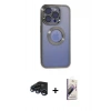 MARSİLYAN™- iPhone 15 Pro Kılıf Pusula Form - Siyah Bilvis 3D Mat Cam Ekran Koruyucu + Raze Metal Kamera Lens - LT