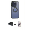 MARSİLYAN™- iPhone 15 Pro Kılıf Pusula Form - Siyah Bilvis 3D Mat Cam Ekran Koruyucu + Raze Metal Kamera Lens - LT